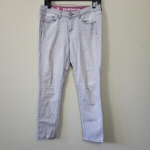 Mossimo Supply Co Womens Gray Pink Pantacourt Mid Rise Denim Cropped‎ Jeans 9